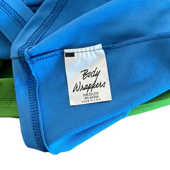 Body Wrappers Reversible Green/Blue Halter Dance Top Adult Size Medium Stretch - Picture 5 of 9